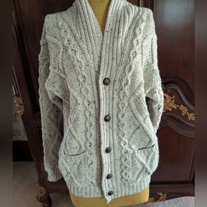 Aran Crafts Ireland 100% Merino Wool Cardigan Sweater